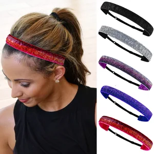1Pcs new Women Glitter Elastic Sports Bandage Bling Glittering Headbands Anti-slip Headbands for Women Tie Hair Accessories
