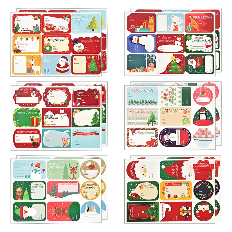 Merry Christmas Gift Name Tags Present Seal Label Stickers 108Pcs/12Sheets Christmas Gift Package Decoration DIY XMAS Stickers decorative stickers,self adhesive stickers,stationery stickers,paper stickers,adhesive stickers,decorative labels stickers,handbook stickers,packaging stickers,gift box stickers,diy scrapbooking accessories