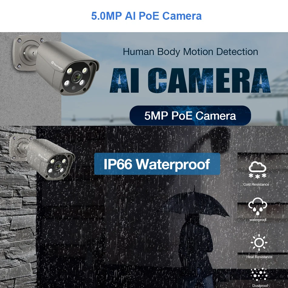 Techage H.265 4CH 5MP POE NVR Kit CCTV System Zwei Weg Audio AI IP Kamera IR Im Freien Wasserdichte Video Sicherheit überwachung Set Techage H.265 4CH 5MP POE NVR Kit CCTV System Zwei Weg Audio AI IP Kamera IR Im Freien Wasserdichte Video Sicherheit überwachung Set