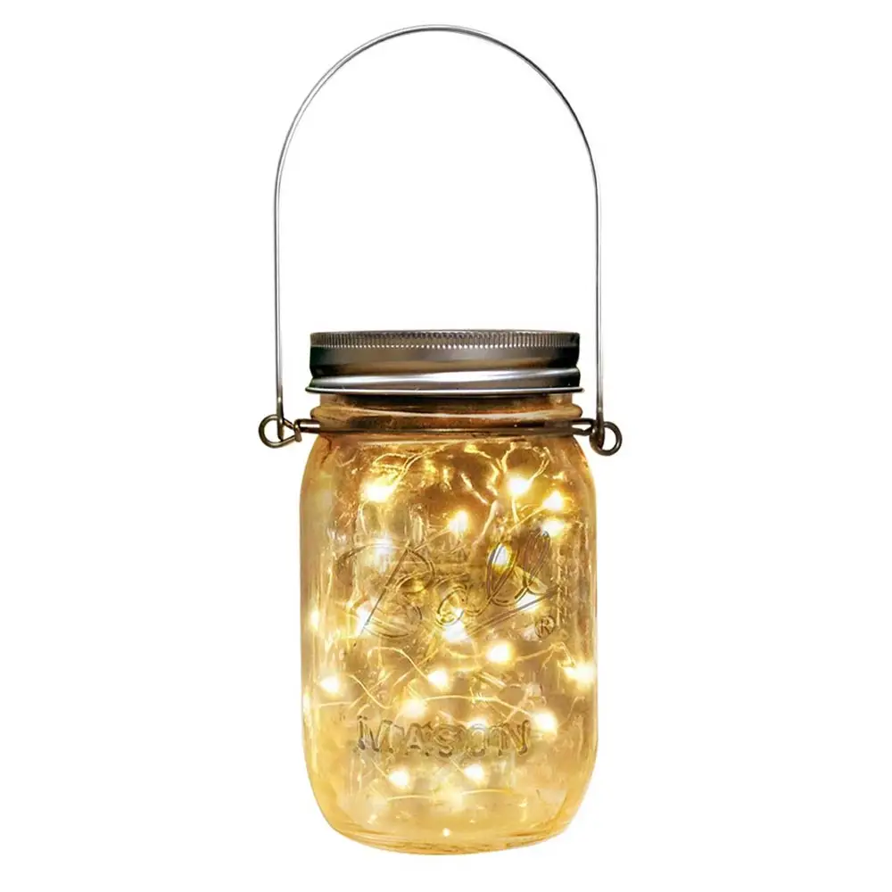 20LED теплый белый водонепроницаемый Солнечный Mason козырек ремень вешалка Mason Jar открытый сад задний двор Рождество Хэллоуин украшения