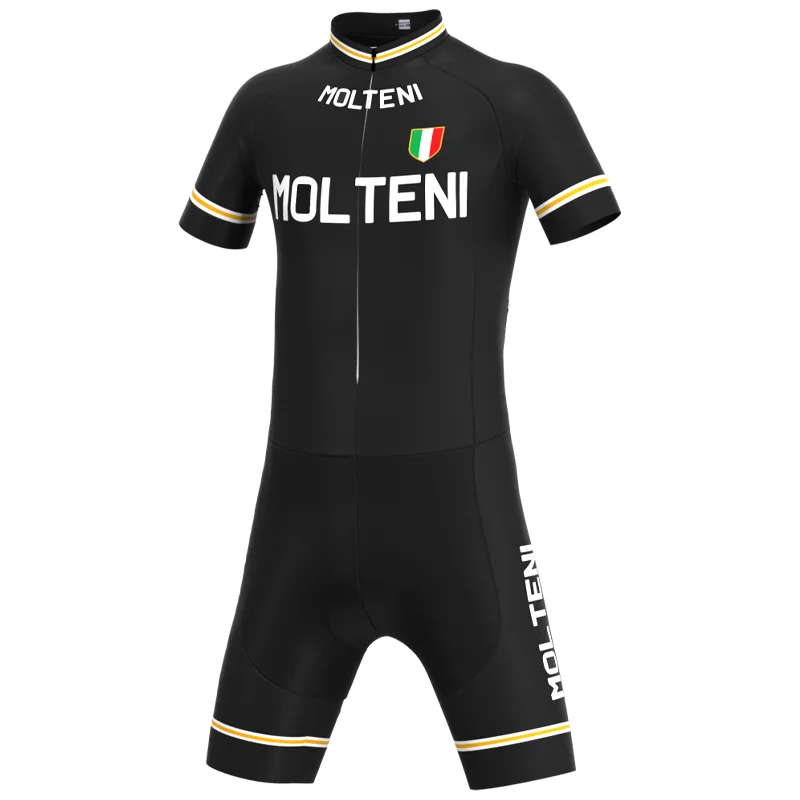 Мужской спортивный костюм MOLTENI Team черный в стиле ретро для велоспорта Троеборье