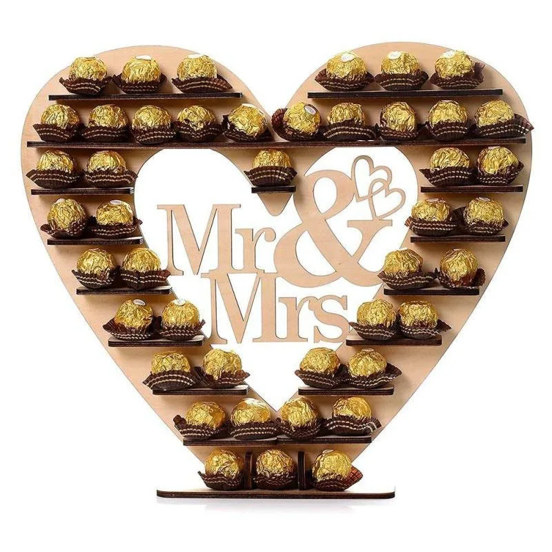 Mr& Mrs сердце шоколад Ferrero Rocher Свадебный центр дисплей деревянная стойка для конфет центрезент для свадебной вечеринки Baby Shower Декор - Цвет: Style A