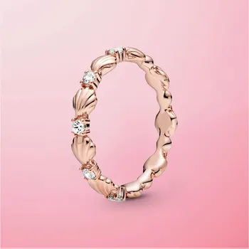 

2020 Summer 925 Sterling Silver Sparkling Seashell Band Ring For Women Brand Original Silver S925 Rings Jewelry Gift