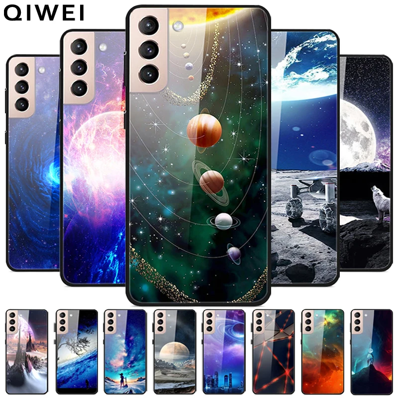Per Samsung Galaxy S21 Fe 5G Custodia In Vetro Temperato Cover Posteriore Rigida Per Galaxy S21 Plus Ultra 5G Conchiglie Funda S 21 S21 + Coque