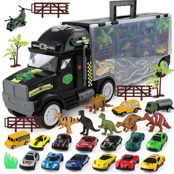 

Jurassic Park Dinosaur Loading Truck+Alloy Toy Car Easy Carry Storage Suitcase Handel Container Play Set Boys Toys Christmas
