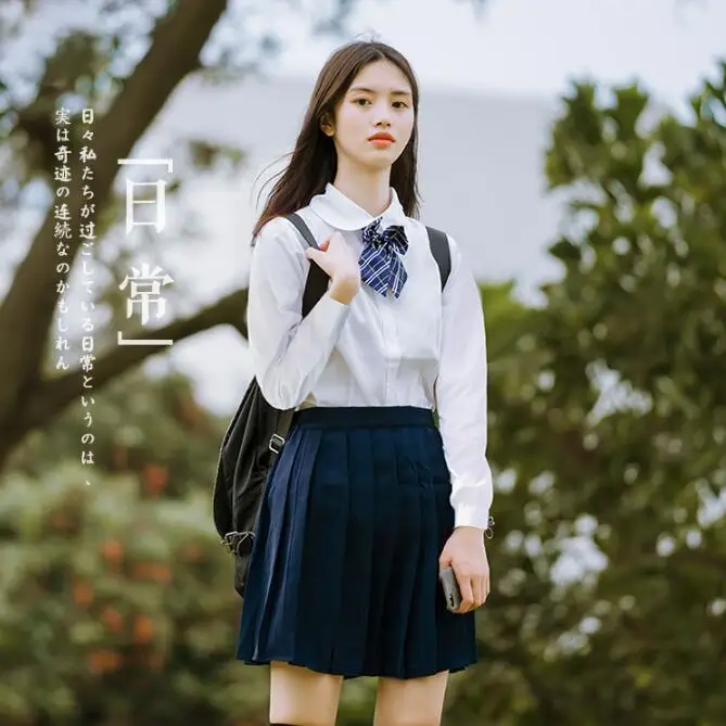 Японская школьная форма JK с коротким рукавом и точечным вырезом, приталенная рубашка, японская ортодоксальная рубашка | милая блузка с воротником в стиле Питера Пэна