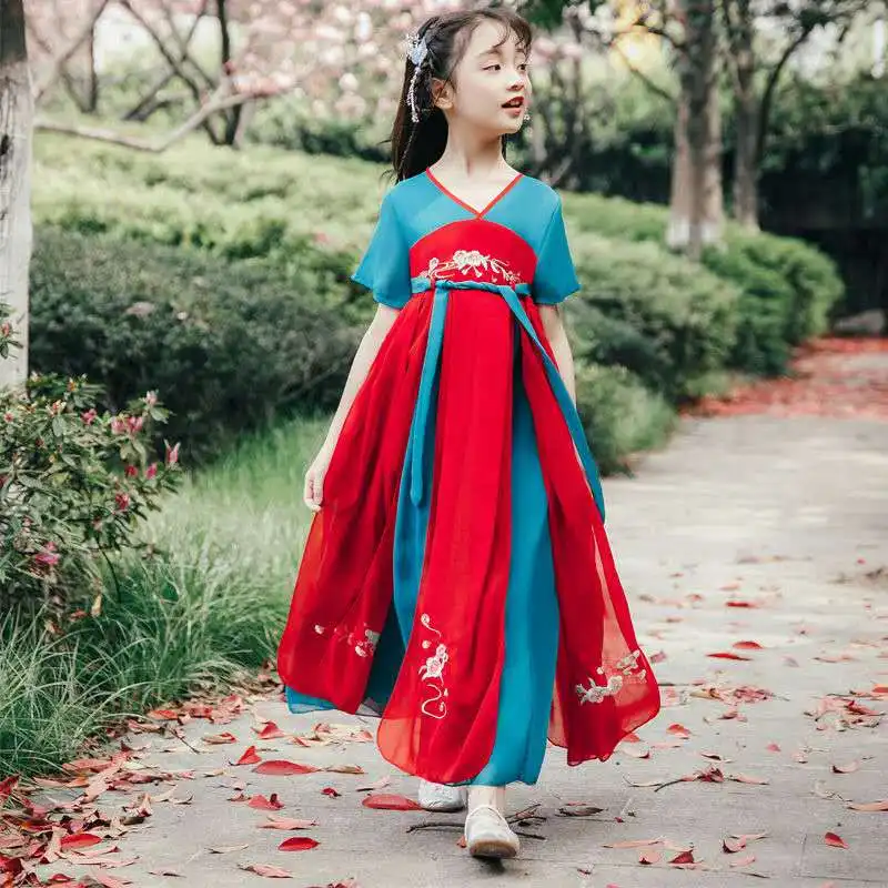 Детский комплект одежды Hanfu традиционный китайский винтажный этнический