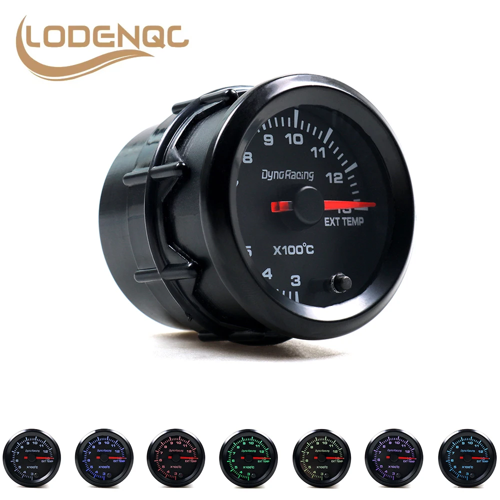 Dynoracing Car Meter Exhaust Gas Temp Gauge 2" 52mm 7 Colors LED 300-1300 Celsius EGT Gauge High Speed Motor EXT