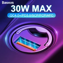 Автомобильное зарядное устройство Baseus Quick Charge 4,0 3,0 USB C для Xiaomi mi9 huawei P30 Pro QC4.0 QC3.0 QC 5A Быстрая зарядка автомобиля зарядное устройство для телефона