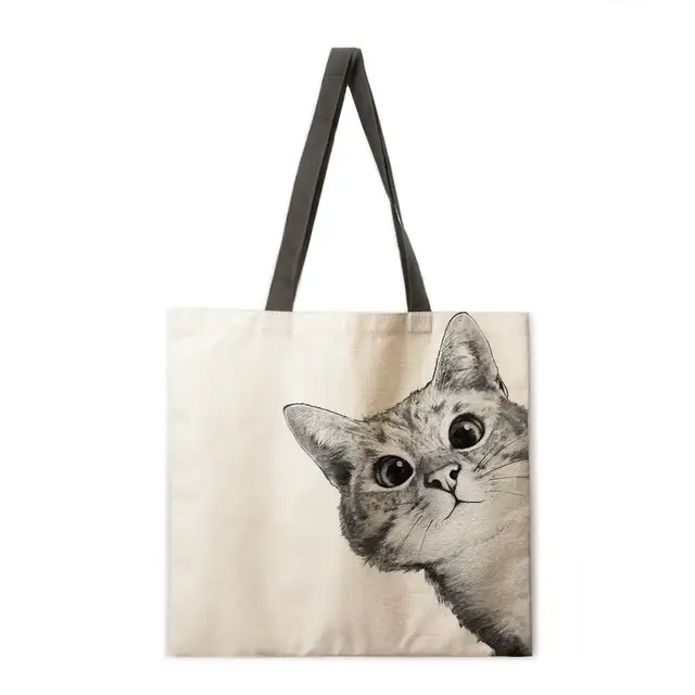 Foldable shopping bag black cat handbag lady shoulder bag lady leisure handbag outdoor beach handbag 4