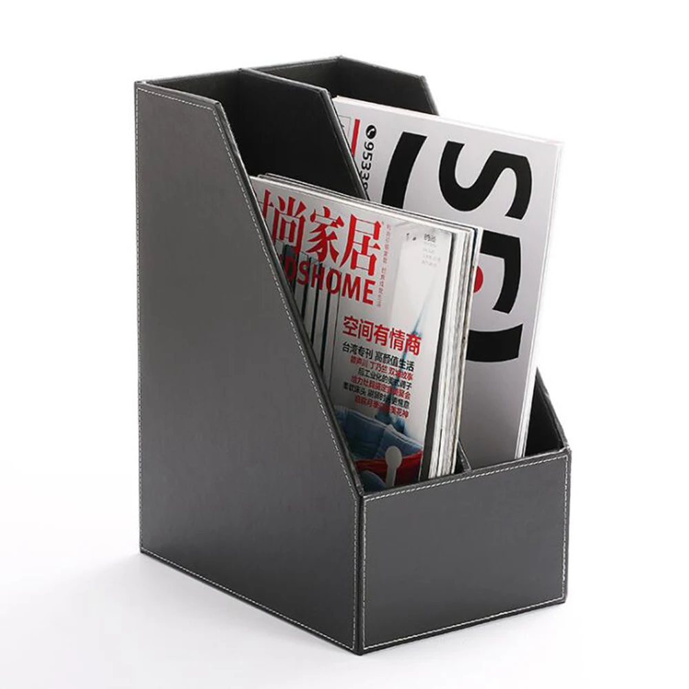 Офисный кожаный вертикальный держатель для файлов, органайзер для хранения файлов, книга-блокнот, крепкий картонный держатель для журналов - Цвет: 2-Slots