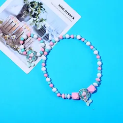 Charming Cartoon Animal and Flower Jewelry Set for Kids - Adorable Sweater Necklace and Bracelet Gift (15)