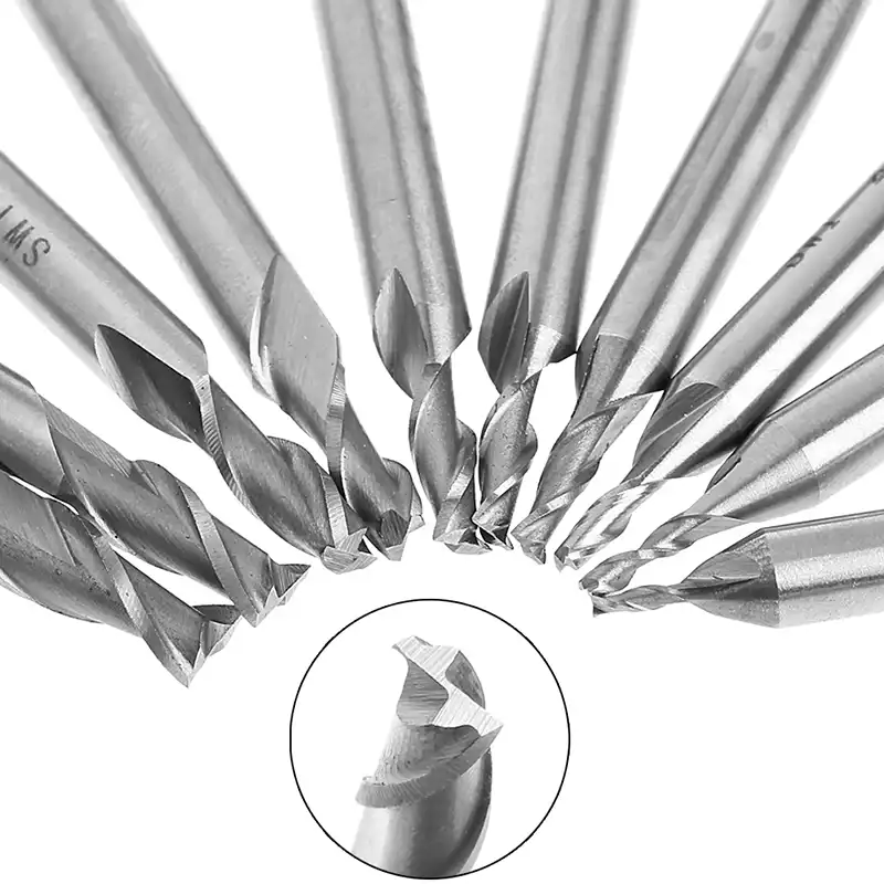 10pcs/set hss straight shank 2 flute end mill cutter cnc drill