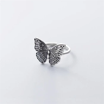

Sole Memory Retro Hollow Butterfly Creativity Literature 925 Sterling Silver Female Resizable Opening Rings SRI595