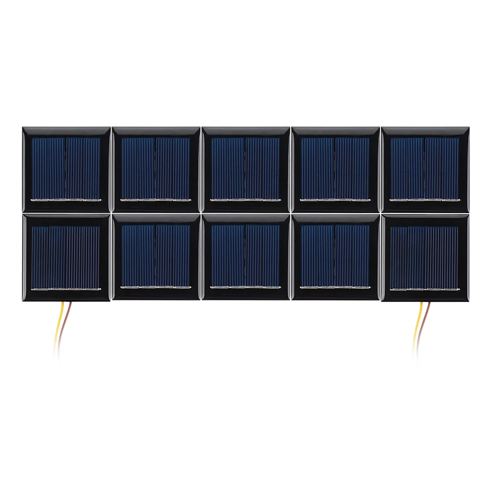 DIY Solar Panels 10pcs 54x54MM 2V 130MA Photovoltaic Solar Cells 15CM Wires Power Charger Solars Epoxy Plate