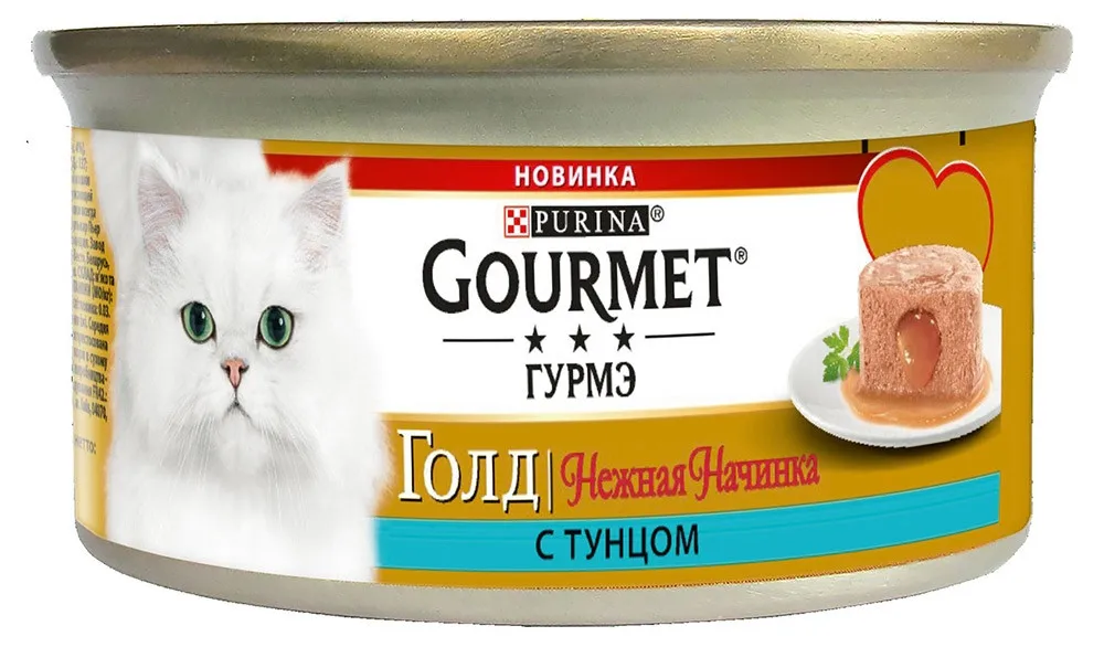 Корм влажный Gourmet Gold Нежная начинка для кошек с тунцом, 85 г(12 шт