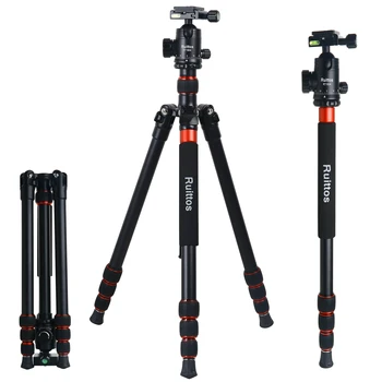 

63” Ultra Compact Lightweight Aluminum Tripod with 360° Panorama Ball Head for DSLR, Monopod, Tripod for OSMO, Ideal for Vlog, T