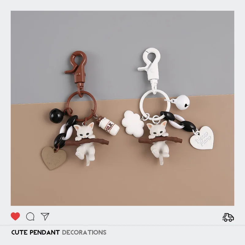 

2019 Cute Cartoon Dolls Keyring Kate Cat KeyChain Women Cute Cat KeyRing Car Trinket Couple Key Chains Girl Key Ring Pendant