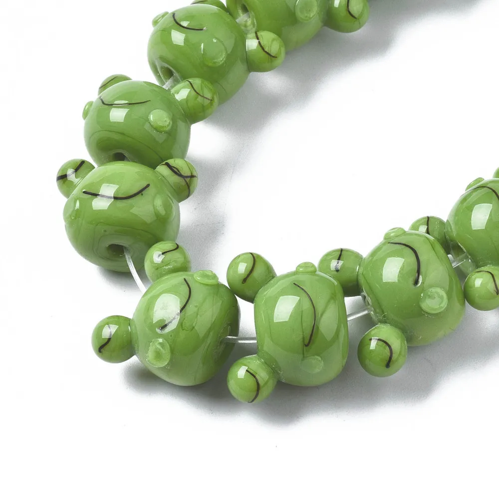 1 Strand Handmade Bumpy Lampwork Beads Cute Frog Bead Dolphin Lampwork Glass Beads for Jewelry DIY Earrings Necklace Accessories