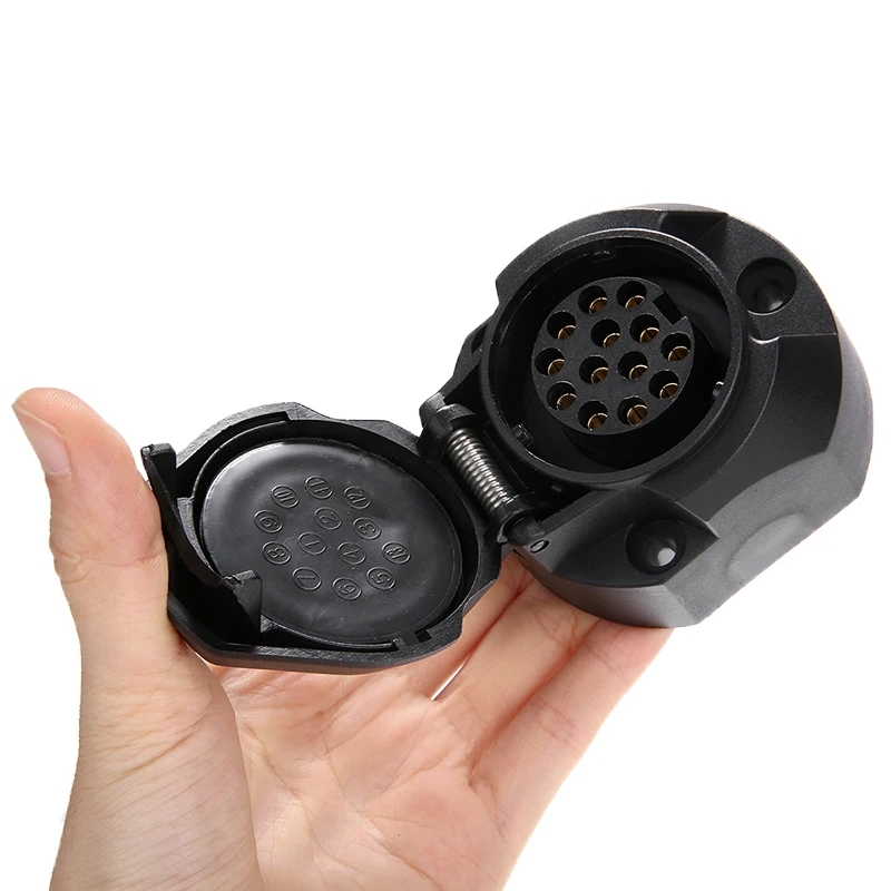 1PC Plastic 12V 13 Pin Socket Trailer Towbar Connector For Cars Vans Caravans Commercial Vehicle RV Ship