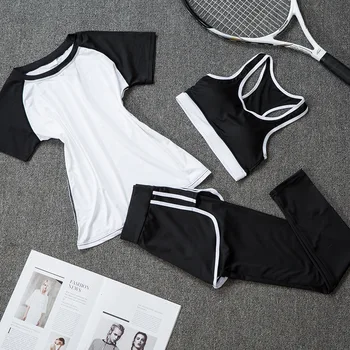 

Spring/Summer lady Suit Exercise Suit Women's Fitness Suit Three-Piece Outdoor Leisure Morning Running Gym Speed Dry Pants