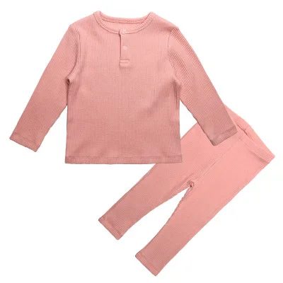 Conjuntos de Pijama para o Bebê com Nervuras com Calças Novas Crianças Roupas Meninas Meninos Macio Manga Longa Primavera Outono Inverno Menino 2020 5 Cheap Conjuntos de roupas