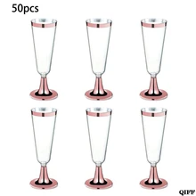 5,5 унций пластиковые флейты для шампанского, Прозрачные Жесткие одноразовые вечерние и свадебные чашки Премиум причудливые флейты для шампанского