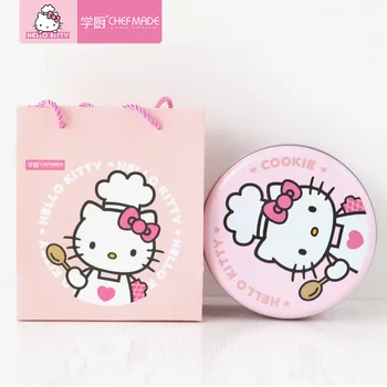 

hello kitty Kitchen 16cm cookie cake dessert box round candy nougat tin box tinplate round box