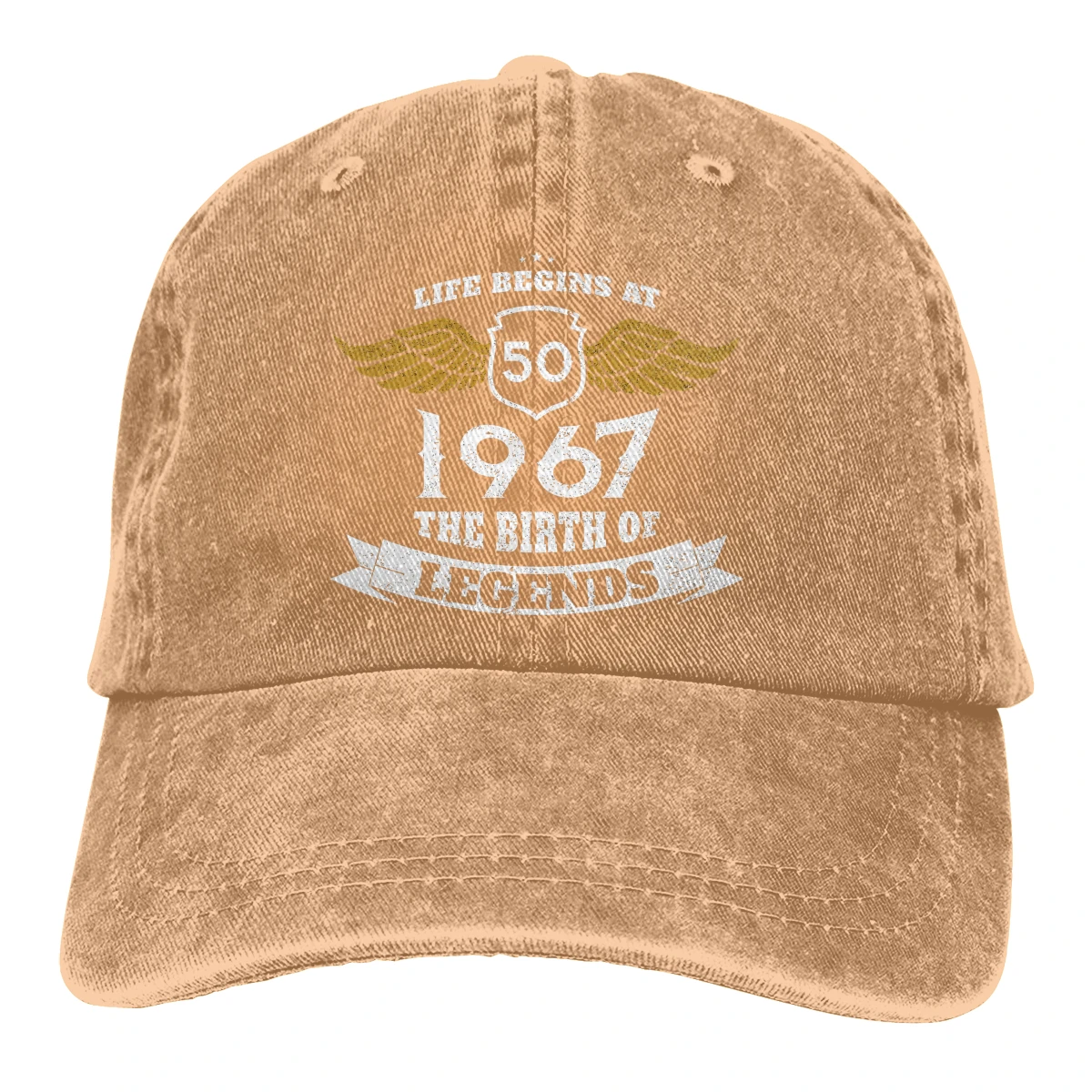 Adjustable Solid Color Baseball Cap Life Begins At 50 1967 The Birth Of Legends Washed Cotton 50 Years Old Sports Woman Hat