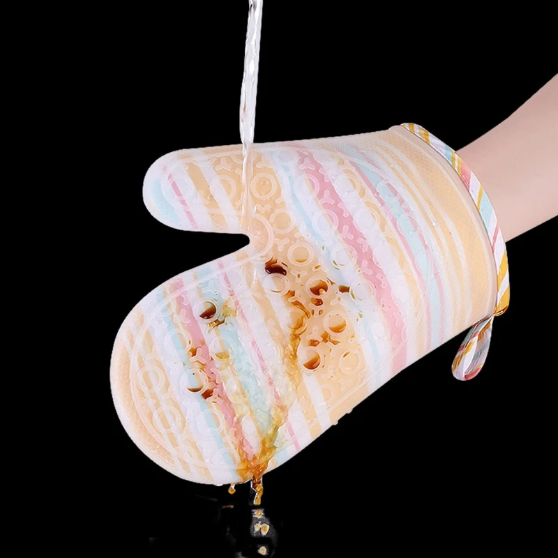 Premium Silicone Pot Holders Non-Slip Oven Mitts Hook Holes Design Cotton Lining Easy to Use and Store Hook Holes Design