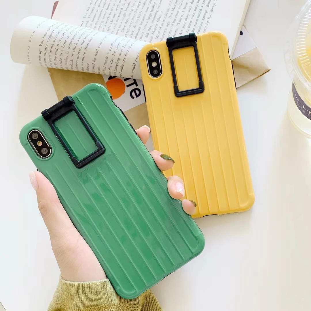

Popular Candy Color Suitcase Silicon Soft phone case For iPhone X XS XR Xsmax 8 7 6 6S Plus Back Cover For iPhone 7 8 With Ring