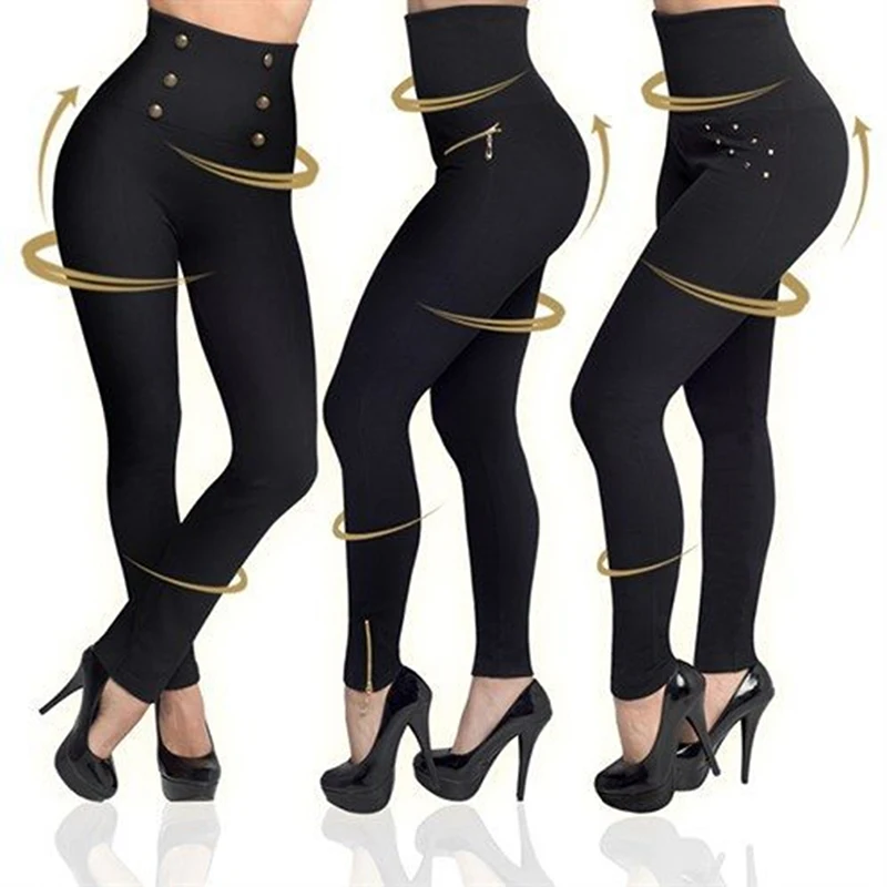 Pantalones de lápiz de cintura alta para mujer, mallas deportivas elásticas, pantalones a la cadera, Sexy, informales, color negro, primavera 2020