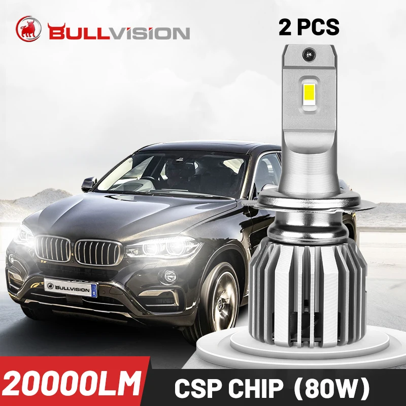 BULLVISION H4 H7 светодиодный светильник лампы 12V H8 H9 H11 Диодная лампочка для авто 20000LM 9005