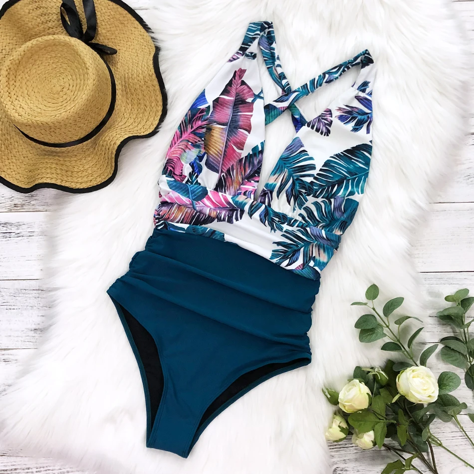 Размера плюс сдельный купальник женский Одноцветный монокини Maillot De Bain Femme боди