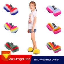 

Baby Fox Fur Slides Girls Fluffy Raccoon Fur Slippers Childrens Rainbow Plush Shoes Kids Non-slip Furry Fur Flip Flops TTX105