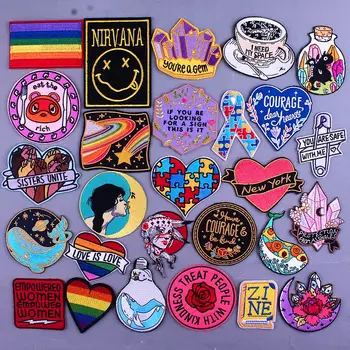 Parches bordados con letras Hippie de Nirvana para ropa, pegatinas del orgullo Gay, parches Lgbt para ropa, Parche de planchado