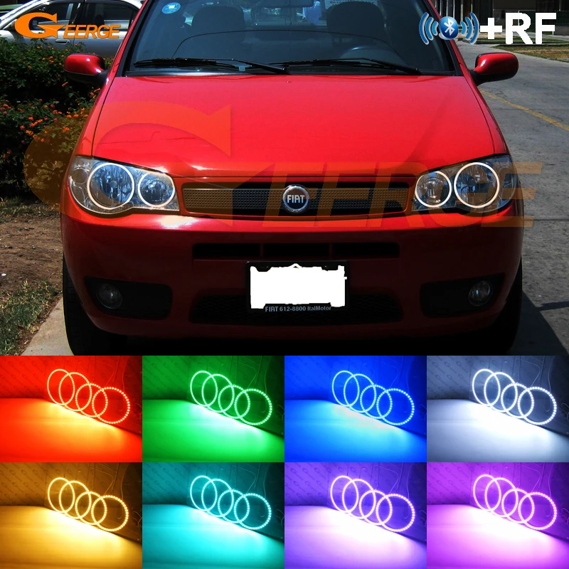 

For fiat siena 2005 2006 2007 2008 2009 2010 2011 RF remote Bluetooth APP Multi-Color Ultra bright RGB LED Angel Eyes kit