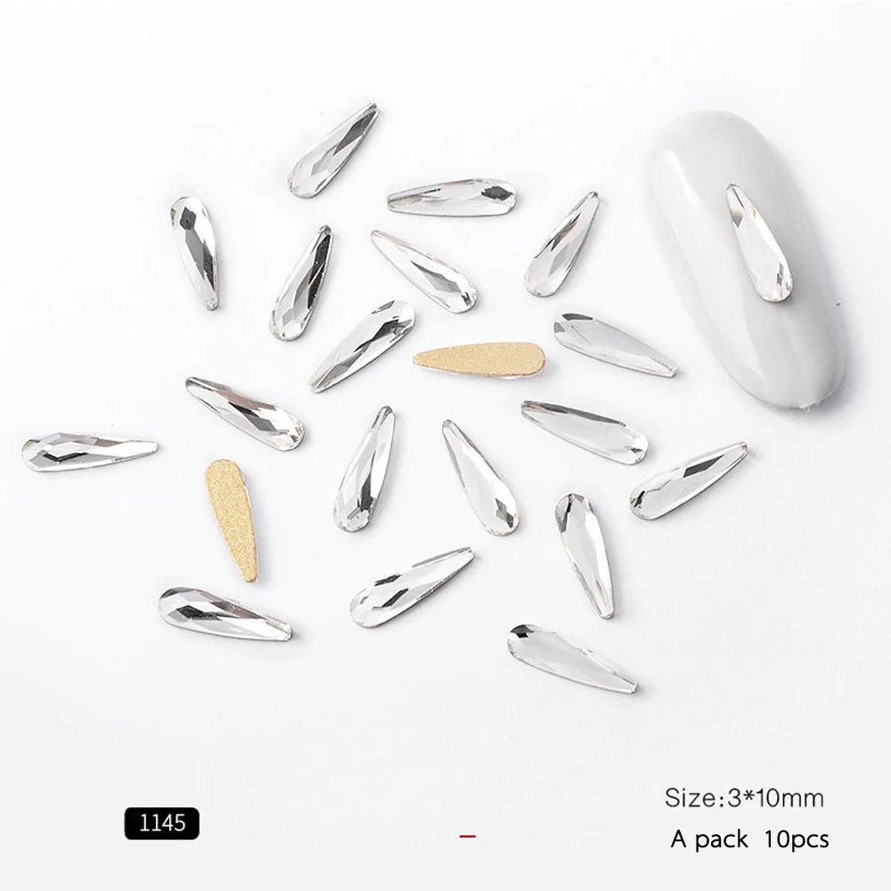 3x10mm - 10pcs Стразы для дизайна ногтей 10 шт./лот 3x10 мм Каплевидная форма качество 5A стразы из хрустального стекла для женщин для украшения ногтей своими руками - Цвет: 3x10mm - 10pcs