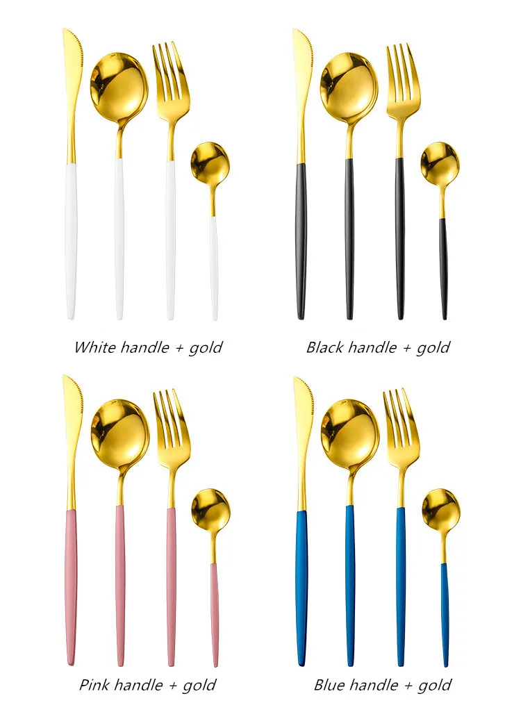 24pcs Gold Stainless Steel Tableware Set