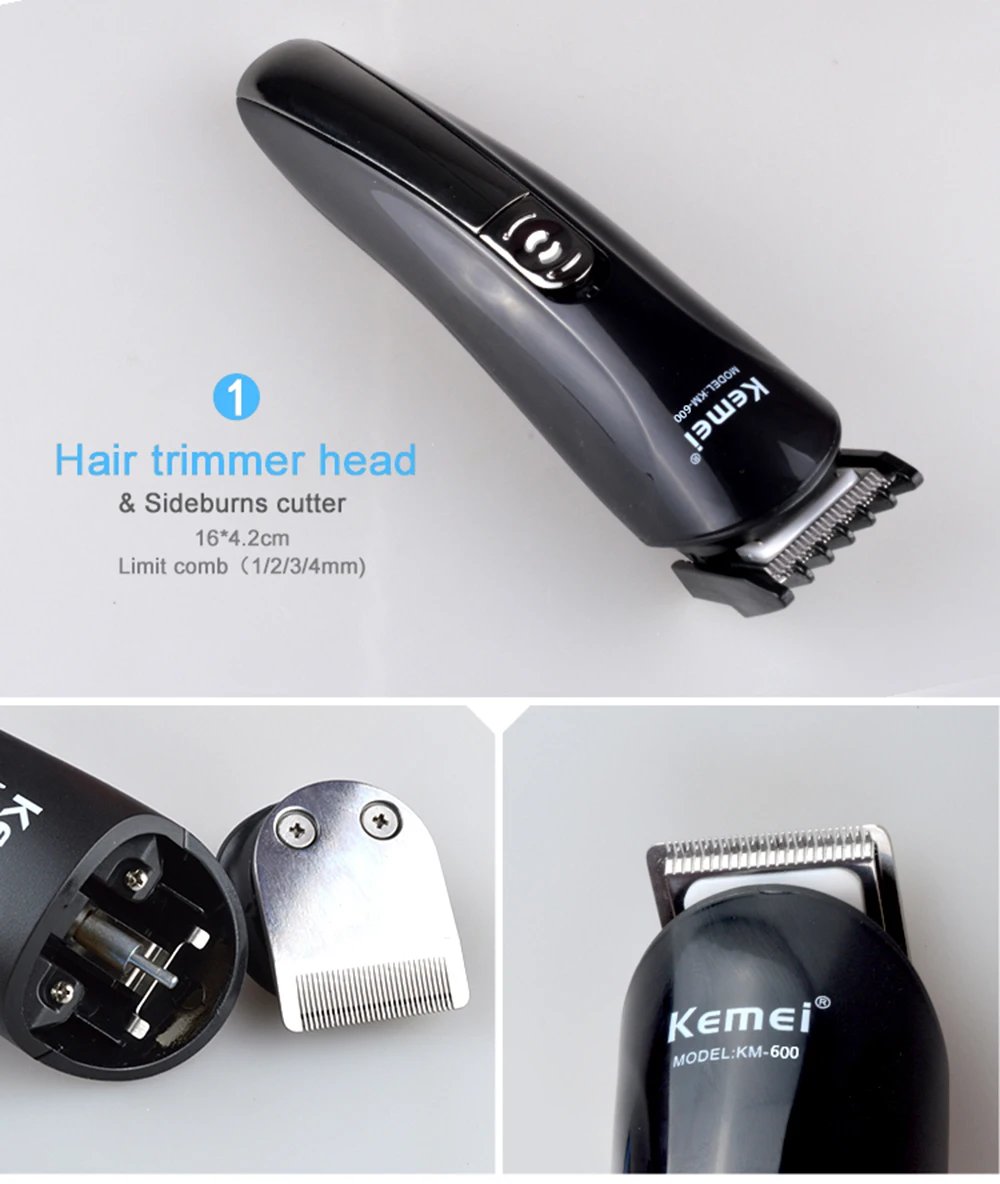 Kemei 11в1 набор мужской Уход Электрический триммер для волос перезаряжаемая салонная машинка для стрижки бороды Парикмахерская бритва станок для бритья