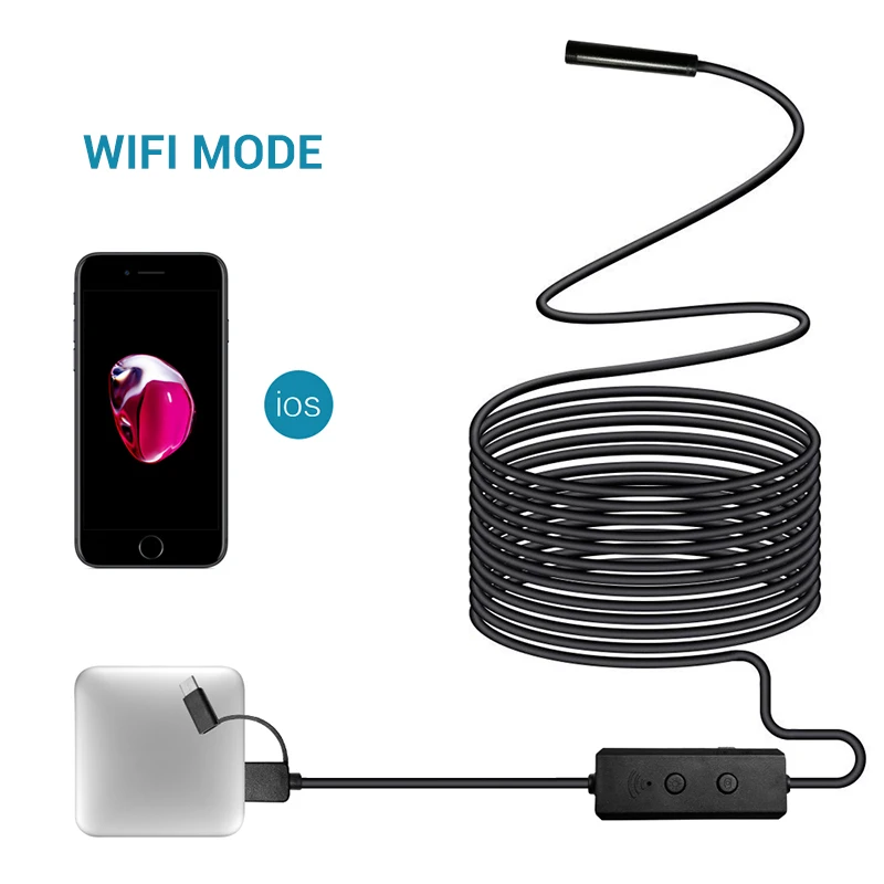 Гибкий бороскоп с зеркалом-отражателем Micro USB/TYPE-C камера наблюдения труб 8 мм 1200P IP67 фотосъемка эндоскоп