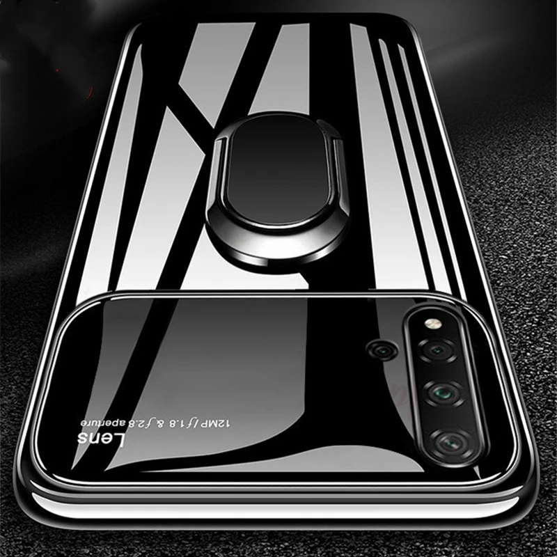 Роскошный зеркальный Тонкий чехол для Huawei Honor 20S 20 Pro с кольцом пальцев