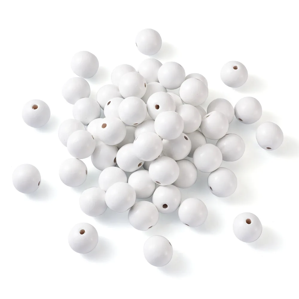 25mm 30mm Large Hole Natural White Wood Beads Spacer Round Balls for DIY Jewelry Craft Making Xmas Wooden Garland 50/100pc