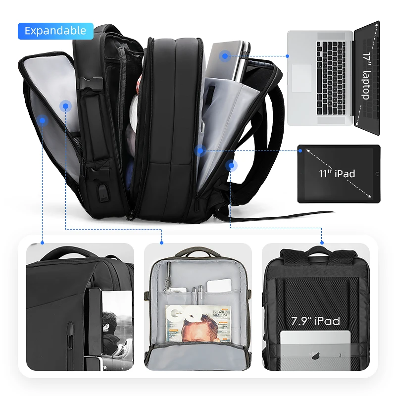 Mark Ryden 17 inch Laptop Backpack Wholesale Raincoat Male Bag USB Recharging Multi-layer Space Travel Male Bag Mochila 3
