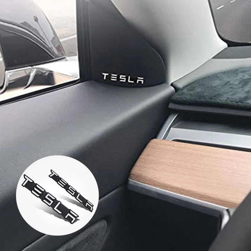 

2PCS/SET Car Aluminum Alloy Audio Decorative Stickers Modified Accessories Decoration Decal Badge for Tesla Model 3/S/X
