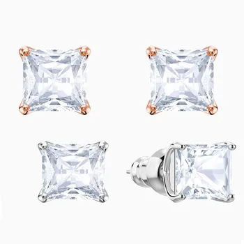 

MINA BEAR 2020 summer new princess square crystal earrings fashion, elegant,advanced, modern minimalist style female accessories
