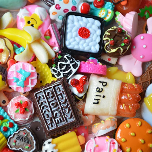 Slime 10Pcs DIY Crystal Slime Supplies Accessories Phone Case Decoration for Slime Filler Miniature Resin Cake Candy Kids Toys