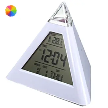 

Creative Fashion Pyramid Digital Clock Temperature Clock 7 Colors LED Change Backlight LED Alarm Clock Time Date Display