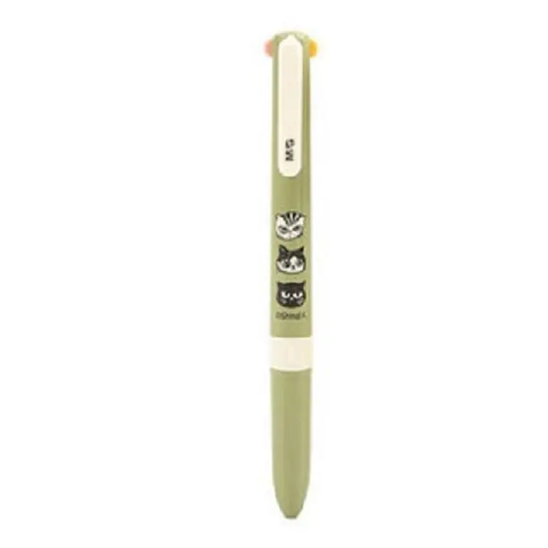 10 PCS Four-color ballpoint pen 0.5mm student cute cartoon 4-color oil pen office ballpoint pen black green red blue 80609 - Цвет: 10 Green