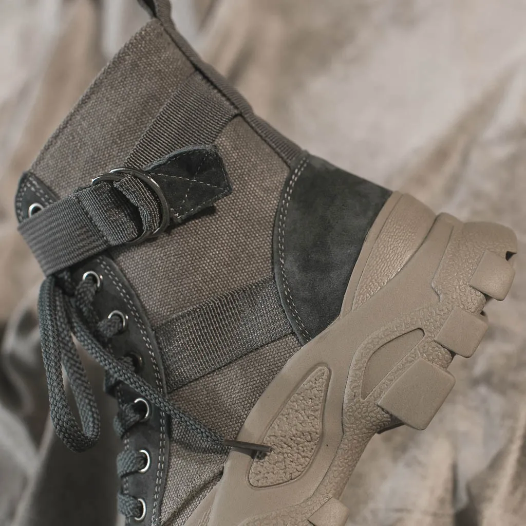 Casual boots women Autumn Winter Breathable Canvas Lace Up High Boots Shoes Platform-Bottom Shoes zapatos de mujer